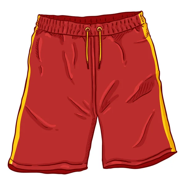 Red Basketball Shorts Yellow Strips Laces White Background - Stok Vektor