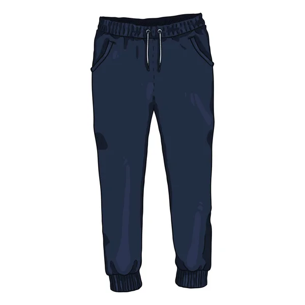 Pantalones Entrenamiento Azul Oscuro Sobre Fondo Blanco — Vector de stock