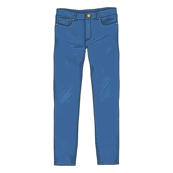 Vue Face Pantalon Jeans Denim Sur Fond Blanc — Image vectorielle