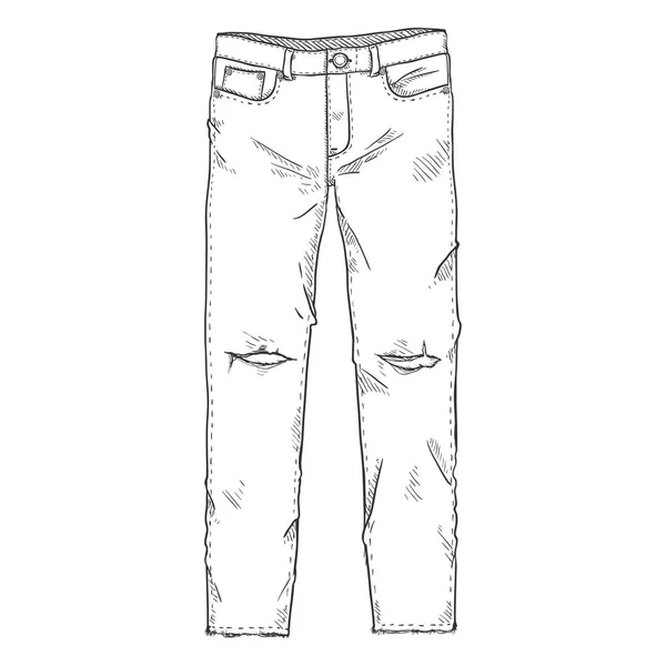 Beyaz Arka Plan Üzerinde Denim Jeans Sökük — Stok Vektör