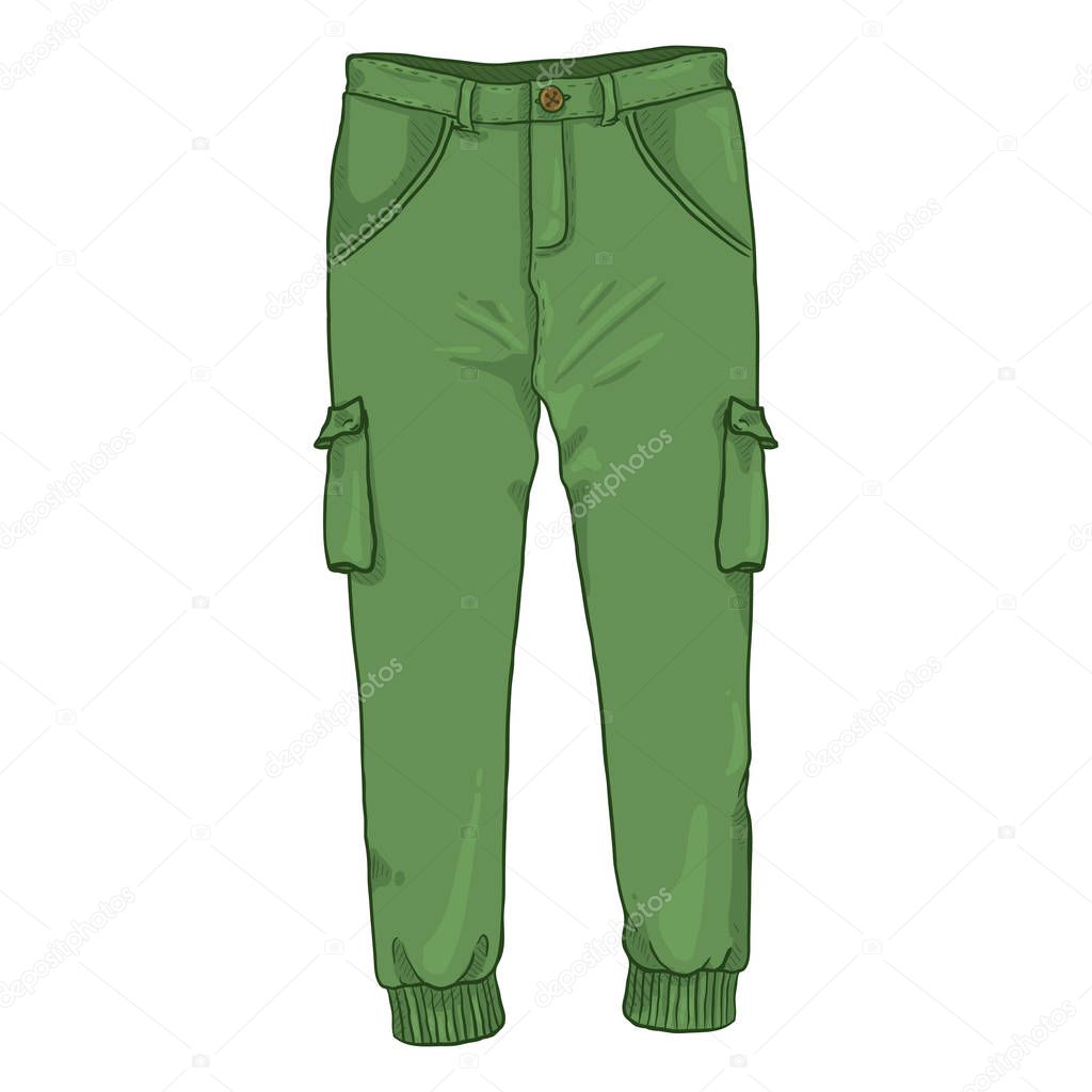 Green Jogger Trousers on White Background