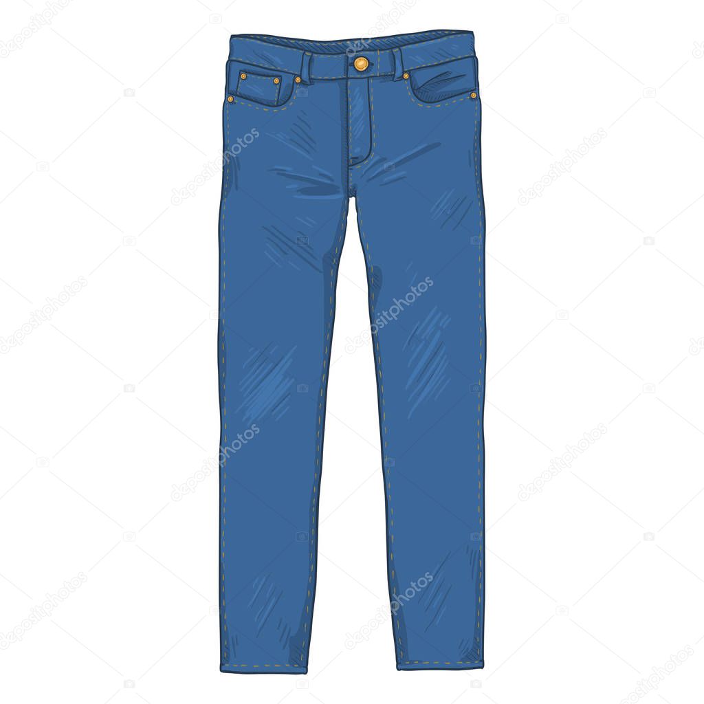  Front View of Denim Jeans Pants on white background