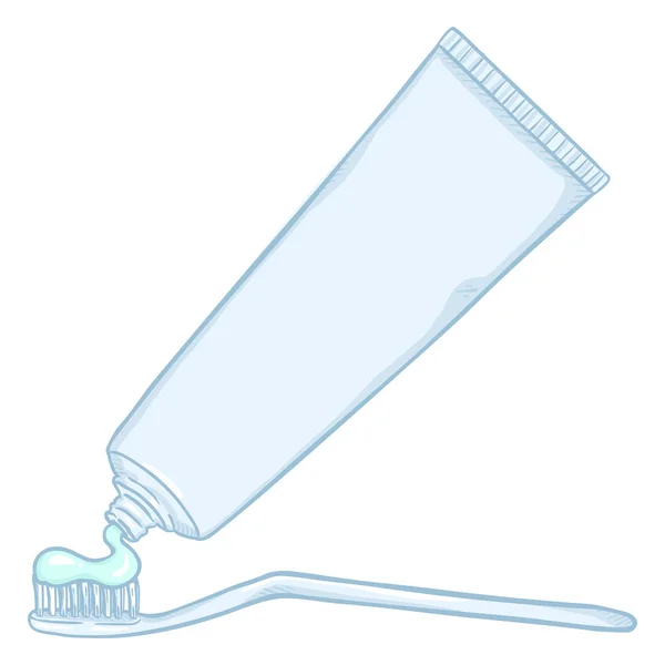 Witte Tube Van Tandpasta Met Tandenborstel Witte Achtergrond — Stockvector