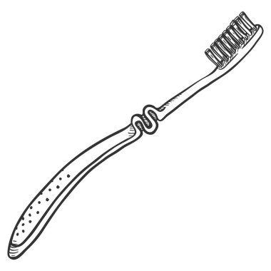 Beyaz arka plan üzerinde çizilmiş plastik diş fırçası