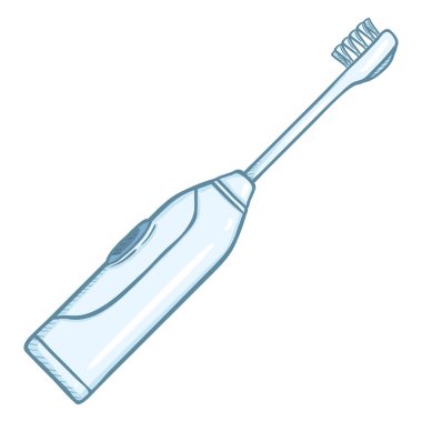 Beyaz arka plan üzerinde çizilmiş elektrikli diş fırçası