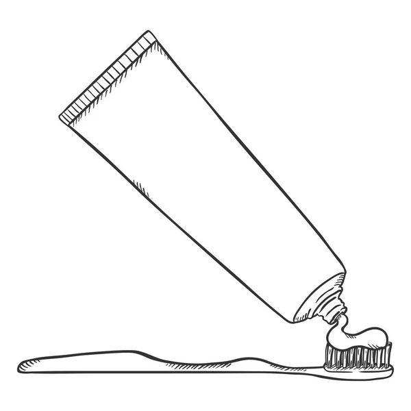 Tube Dentifrice Avec Brosse Dents Sur Fond Blanc — Image vectorielle