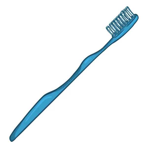 Blauwe Tandenborstel Handgetekende Witte Achtergrond — Stockvector