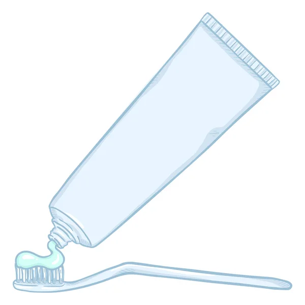 White Tube Toothpaste Toothbrush White Background — Stock Vector