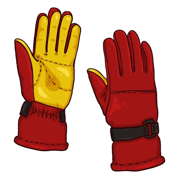 Rote Und Gelbe Handschuhe Für Extreme Wintersportarten — Stockvektor