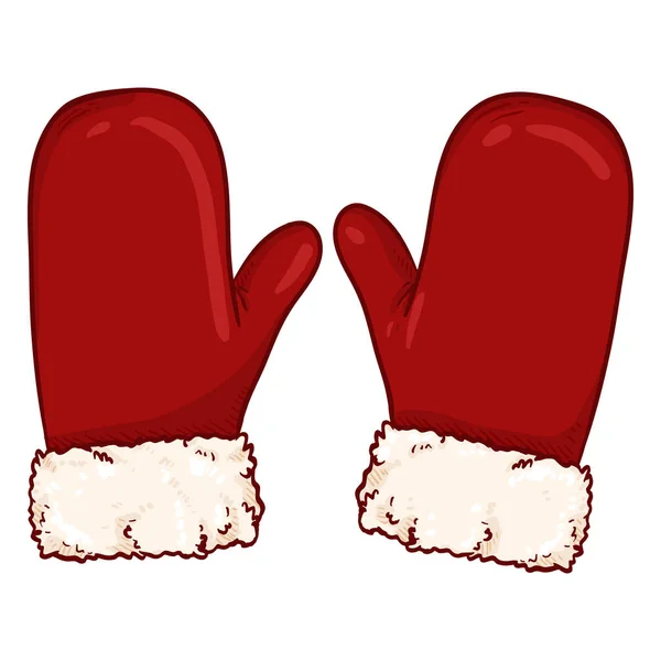 Red Christmas Gloves White Background — Stock Vector