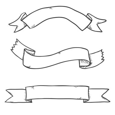 Vektör Set siyah kroki şerit. Boş afiş.