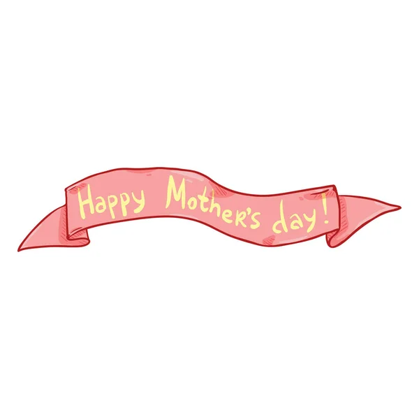 Jediného Růžovou Stuhou Textem Šťastné Matky Den — Stockový vektor