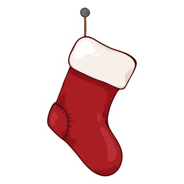 Beyaz arka plan üzerinde izole hediyeler için karikatür kırmızı Noel çorap