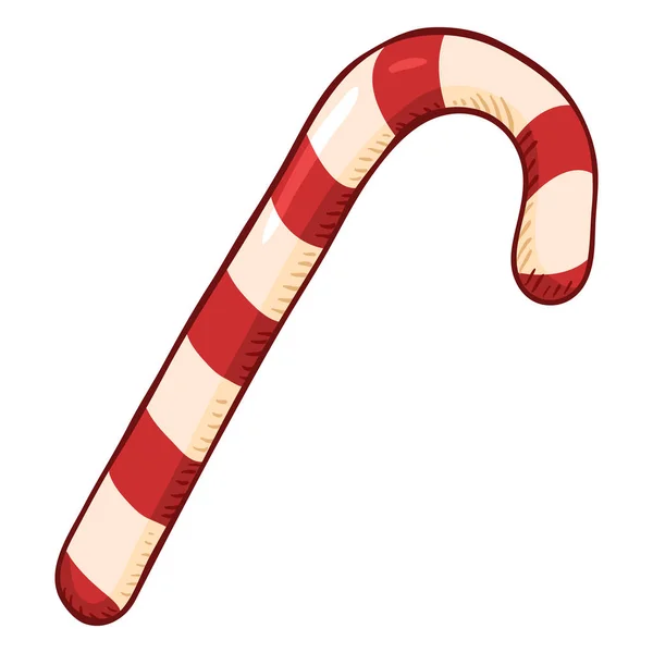 Cor Dos Desenhos Animados Candy Cane Símbolo Natal — Vetor de Stock