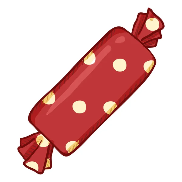 Einzelne Cartoon Bonbons Rot Gepunktetem Paket — Stockvektor