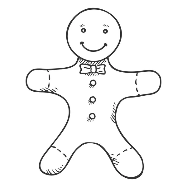 Cartoon Gingerbread Man Geïsoleerd Witte Achtergrond — Stockvector