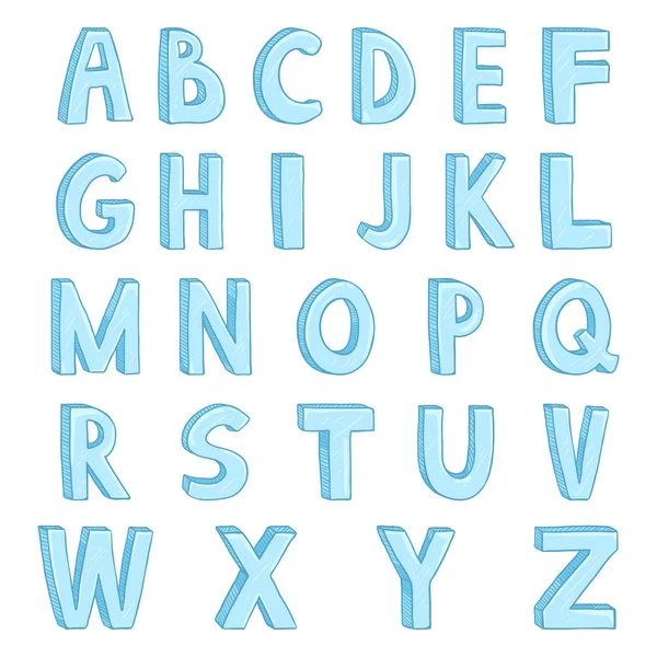 Set Cartoni Animati Lettere Ghiaccio Alfabeto Inglese — Vettoriale Stock