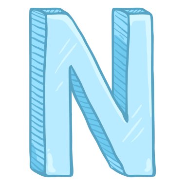 Tek çizgi film buz mavisi harf N