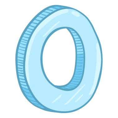 Tek çizgi film buz mavisi harf O