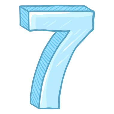 Buz numarası 7 beyaz arka plan üzerinde izole karikatür