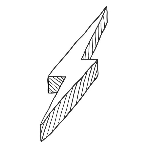 Vettore Singolo Nero Schizzo Thunderbolt Simbolo Sfondo Bianco — Vettoriale Stock