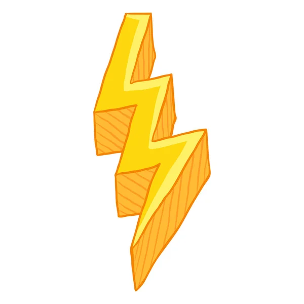 Vector Cartoon Illustration Yellow Thunder Lighting Symbol — Stock Vector