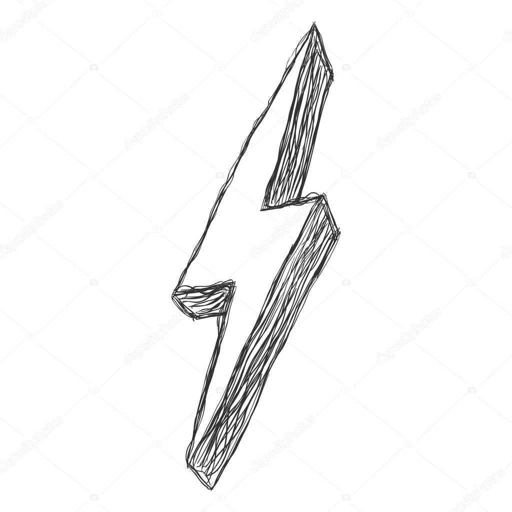 Vector Hand Drawn Doodle Sketch Illustration - Thunder Light Sign