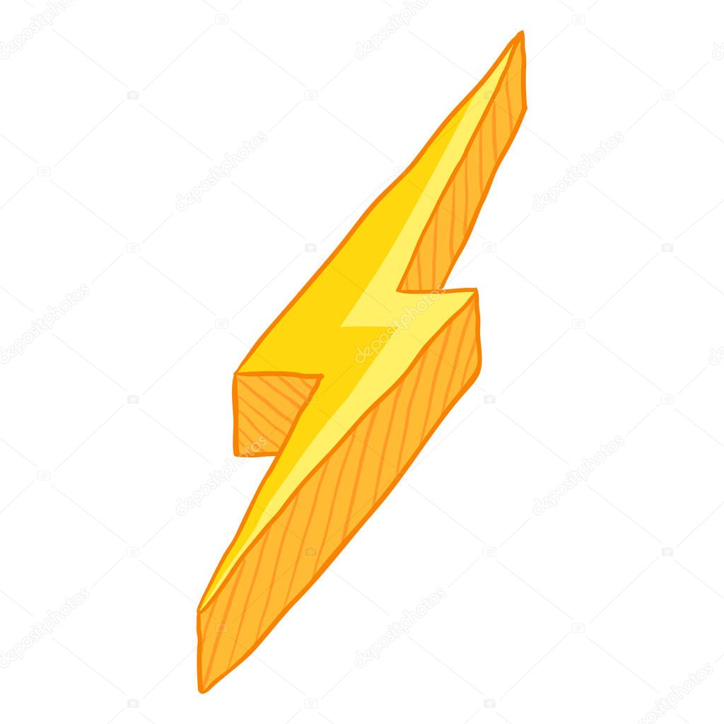 Vector Cartoon Illustration - Yellow Thunder Lighting Symbol