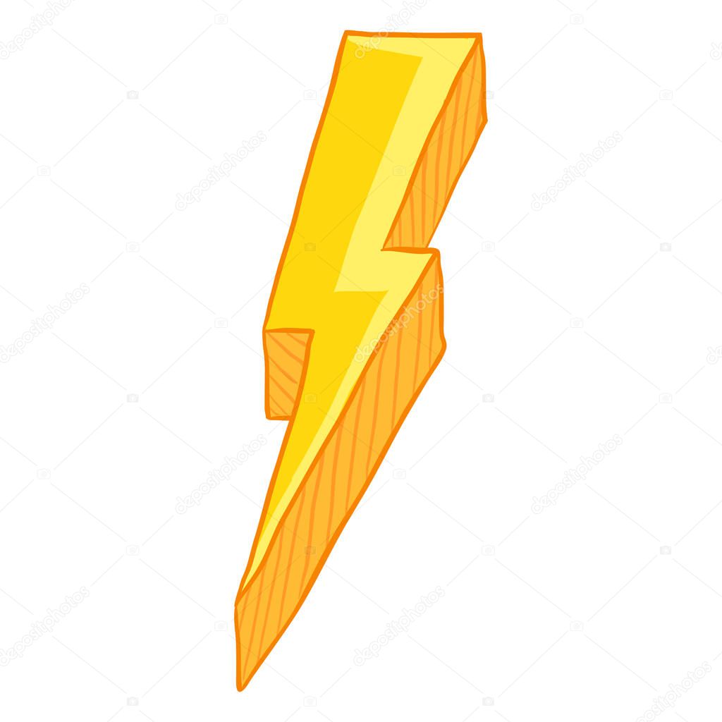 Vector Cartoon Illustration - Yellow Thunder Lighting Symbol