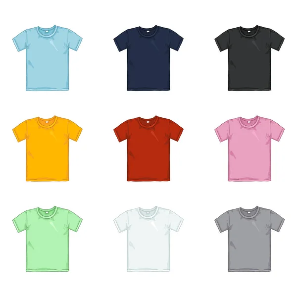 Conjunto Vectorial Camiseta Colores Dibujos Animados Colección Multicolor — Vector de stock