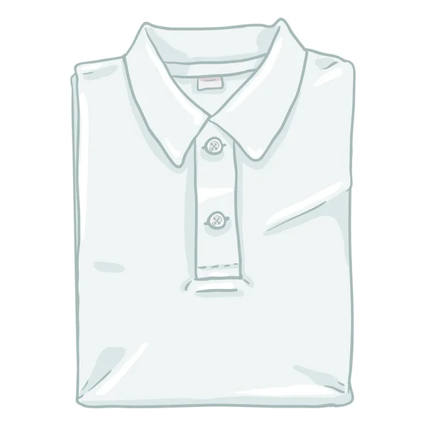 Vector Cartoon Illustration Gevouwen Witte Polo Shirt — Stockvector