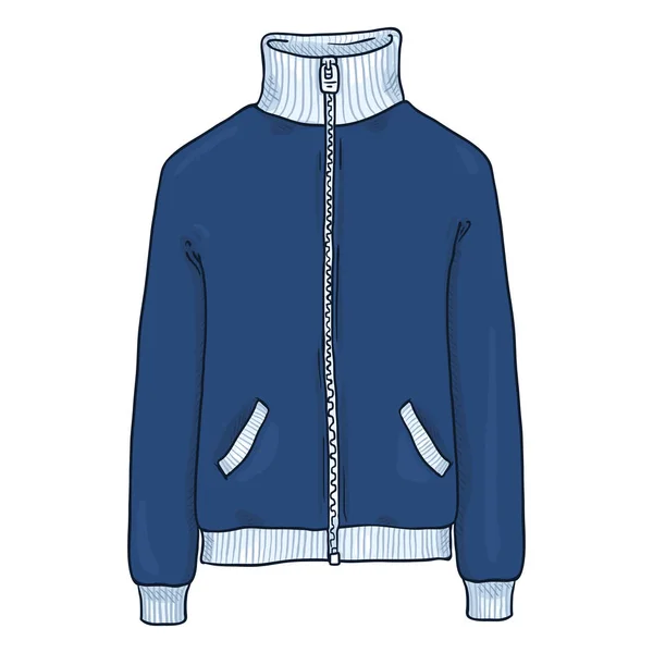 Illustrazione Del Fumetto Vettoriale Giacca Sportiva Blu Con Zipper — Vettoriale Stock