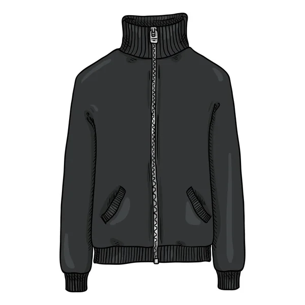 Векторная Карикатура Черная Спортивная Куртка Zipper — стоковый вектор