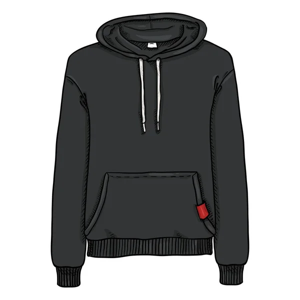 Vector Cartoon Illustration Black Hoodie Sweatshirt — Stock Vector