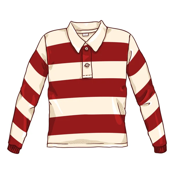 Ilustración Color Dibujos Animados Vectoriales Camisa Rugby Rayas Rojas Blancas — Vector de stock