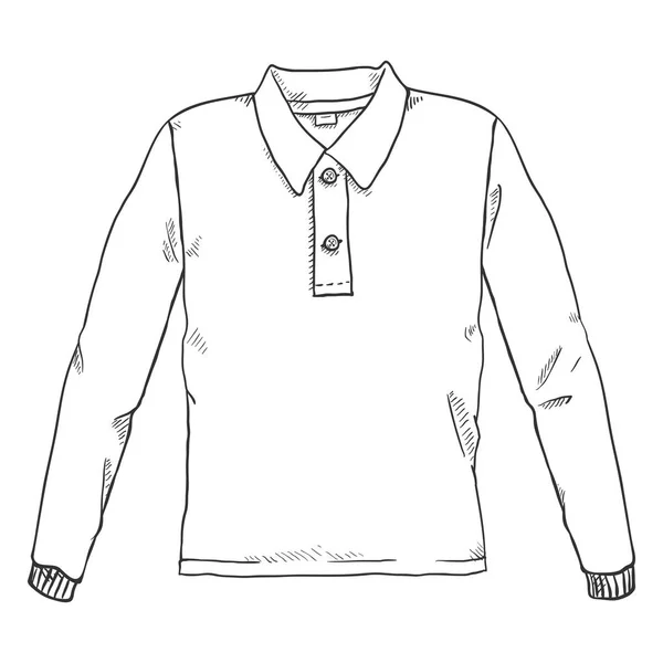 Ilustracja Wektorowa Pojedynczego Szkicu Czarny Koszulka Rugby Białym Tle — Wektor stockowy