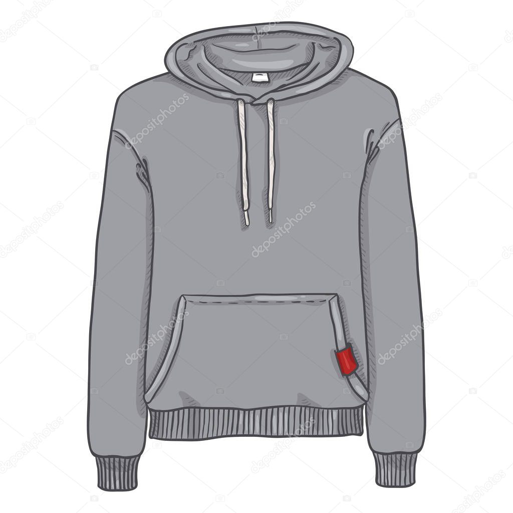 Vector Cartoon Illustration - Light Gray Hoodie Sweatshirt