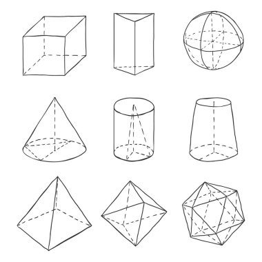 Elle çizilmiş kroki geometri şekiller kümesi vektör