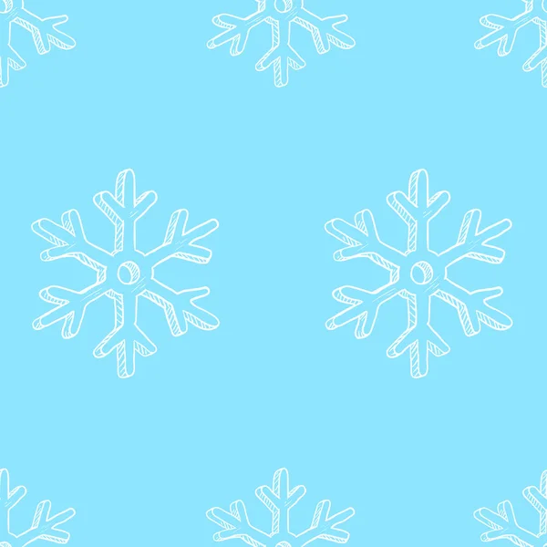 Χωρίς Ραφή Πρότυπο Διάνυσμα Σκίτσο Λευκές Νιφάδες Χιονιού Μπλε Φόντο — Διανυσματικό Αρχείο