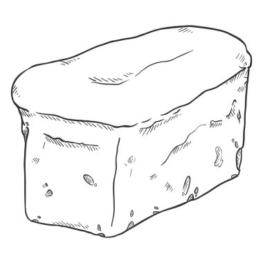 Kroki çizimi - kepekli ekmek taze somun vektör