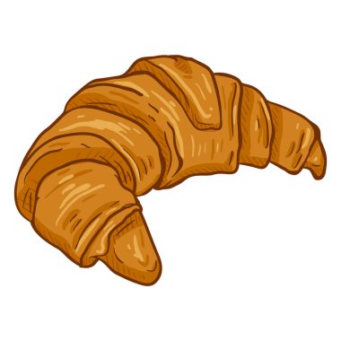 Vektör tek karikatür çizim - beyaz arka plan üzerinde huysuz taze kruvasan