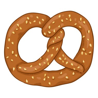 Çizgi film geleneksel Alman Snack - Pretzel susam ile vektör