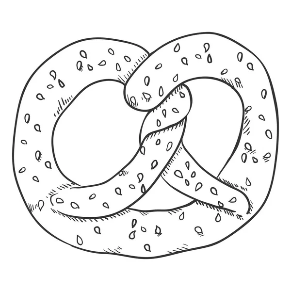 Vektorn Sketchtraditional Tyska Mellanmål Kringla Med Sesamfrön — Stock vektor