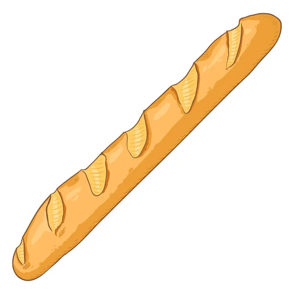 Vektorové Ilustrace Kreslené Podlouhlý Bochník Chleba Francouzská Bageta — Stockový vektor