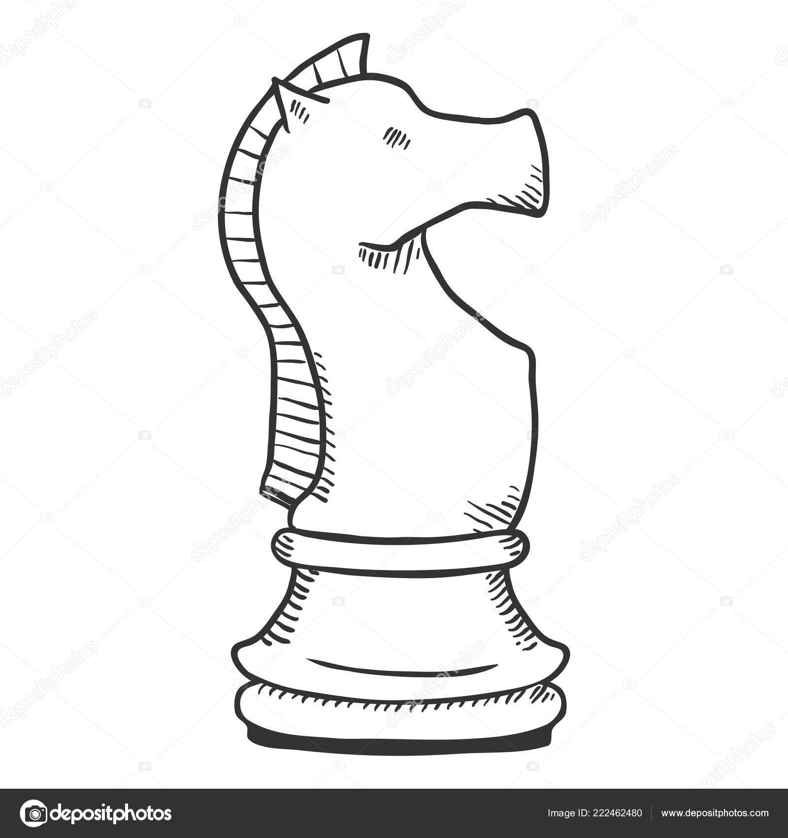 Ilustração Esboço Único Vetorial Figura Torre Xadrez imagem vetorial de  nikiteev© 222462420