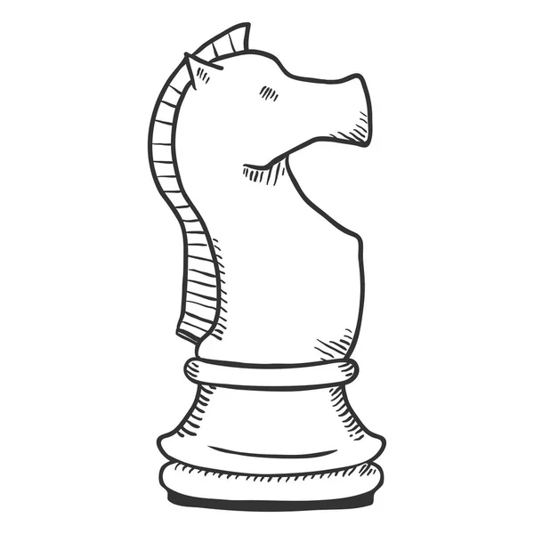 Ilustração Esboço Único Vetorial Figura Xadrez Cavaleiro —  Vetores de Stock