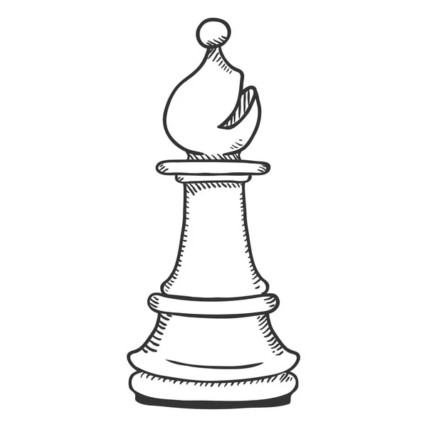 Vector Single Sketch Illustration Chess Bishop Figure — Stock Vector