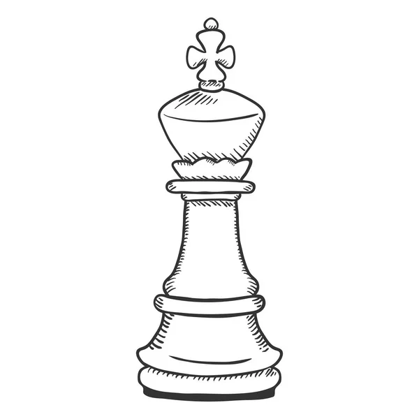 Vector Single Sketch Illustration Chess King Figure — Stock Vector