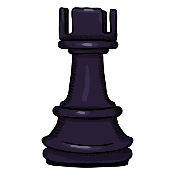 Vector Single Cartoon Illustration Black Rook Chess Figure — Stock Vector