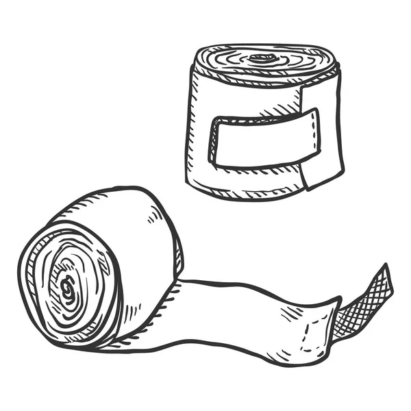 Croquis Vectoriel Deux Bandages Boxe Roulés — Image vectorielle